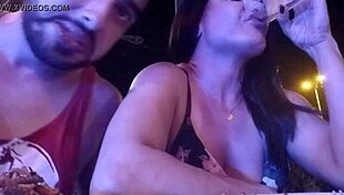 Feeling the heat in quarantine at the Japanese restaurant, brunette latina pornstar bends over for doggystyle anal outdoors.
