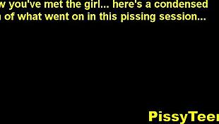 Shaved pussy babe feels intense pleasure in solo ass and piss play.