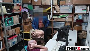 hot teen thief gets caught and fucked hard in office