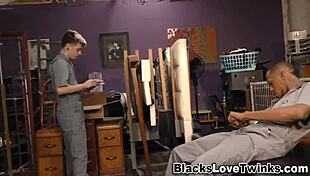 I watched the gay newbie get a facial from the ebony stud's handjob and blowjob.