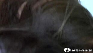 Brunette enjoys homemade pleasure with a partner