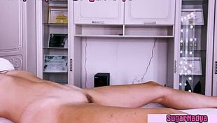 Sugarnadya Waxes Sexy Blonde Girl with Trimmed Wet Pussy