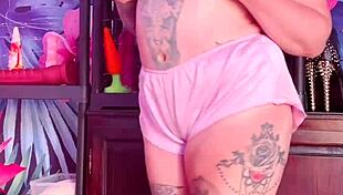 Curvy Milf Teases In Silk Pajamas