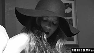 Watch this horny brunette masturbate to orgasm?