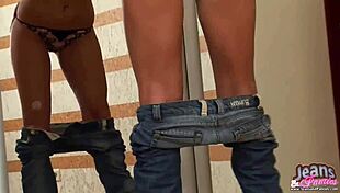 Tight Jeans Shorts Barely Fit Petite Teen Babe's Skinny Body