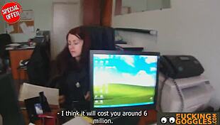 Redhead Barbara gets gently fucked at the office in POV.