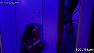 three strangers give handjob and blowjob to german teens in sex cinema on reeperbahn