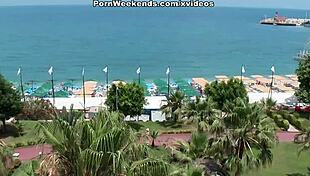 Babe Enjoys Holiday Fun In Hotel Room With Ripped Clothes.