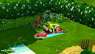 Cycling trip with candy behr in the sims 4 featuring blowjob and cumshot