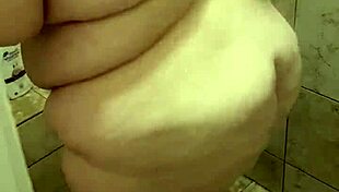 enjoying a relaxing shower bath with natural curves and big ass