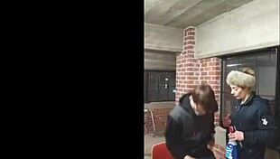 College blonde lost bet and sucks off young dude in public pov