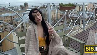 Naughty teen Juicy Leyla bends over for stepbrother's doggystyle sex with her small tits