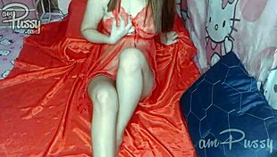 amateur teen girl masturbating in see-through lingerie with shaved pussy