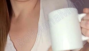 Latina bombshell soaks her natural tits while stripping shorts and squirting intensely in exclusive bolivianamimi content