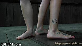 Submitting to the stud's demands for rough bondage and blowjob!