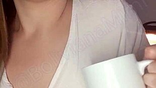 Latina bombshell soaks her natural tits while stripping shorts and squirting intensely in exclusive bolivianamimi content