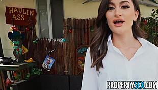 Propertysex brunette real estate agent babe bends over for big cock bang with client