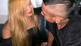 Desperate blonde stepsister gets bent over and fucked hard in the living room