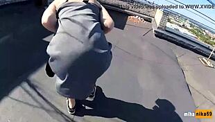 Russian Teen Gets Her Pussy Pounded By A Monster Cock On The Rooftop.