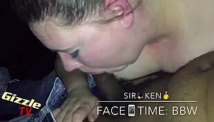 white BBW gives SLOPPY BLOWJOB to interracial cock