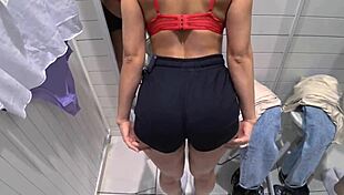 Want to see hot public sex in the fitting room?