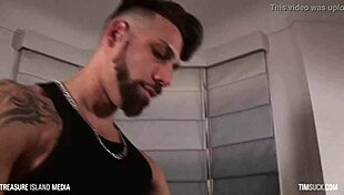 hungry sub slurps two hot loads in gay threesome