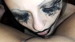 Happy halloween lesbian threesome with pussy licking and orgasm