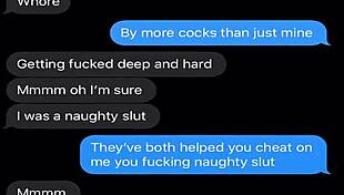 i'm texting my wife about our kinky threesome with big tits milf