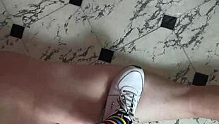 my slave loves my feet before i walk on him and break his balls