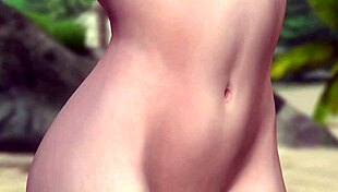 hitomi nude beach hentai shows athletic babe's hairless body and tits.