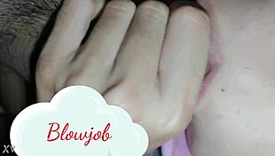 brunette gives blowjob to black cock