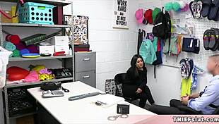 beautiful brunette vikki valentine caught shoplifting, now paying with her pussy?