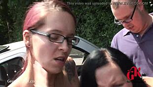 public ffm doggystyle with german teen and trucker