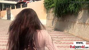 Amateur thai teen fucked by big white cock after park walk 😏