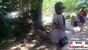 Amateur thai teen fucked by big white cock after park walk 😏