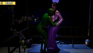 Hentai 3D Goddess Bends Over for Green Monster Anal and Blowjob