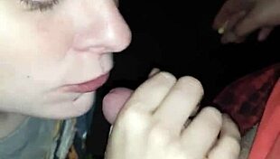 Good girl jacki giving outdoor blowjob with cum swallow