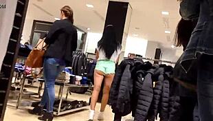 Hot girl with booty shorts walking on the street?