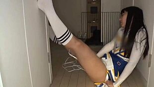 yo, check this cheer dancer riding wild with epic squirting action