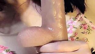 Horny Indian Babe Blows Dildo Toy Wetly