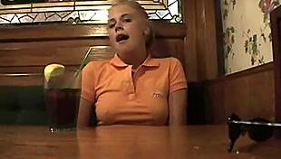 Teen with Braces Rubs Herself in Public Outdoor Scene