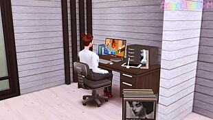 Futanari boss seduces secretary, testing her deep throat with huge dick