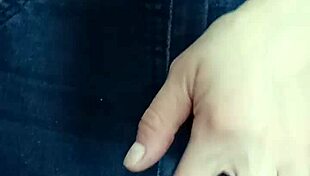 playing with a belt on her pussy and spanking in this casual scene