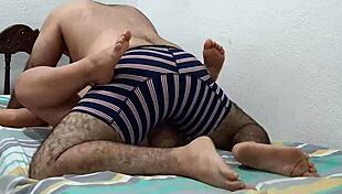 blonde latina teen 18+ feels intense pleasure in parents' room during homemade missionary sex.