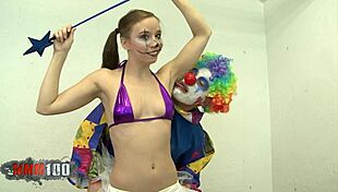 skinny young 18+ blonde babe norah nova gets fucked by clown
