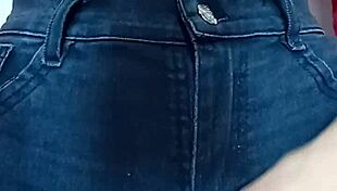 playing with a belt on her pussy and spanking in this casual scene