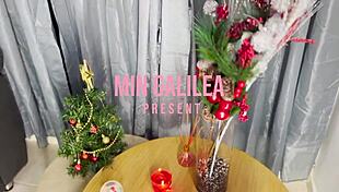 yenifer chacon fucking min galilea with strapon in christmas cosplay, oh god