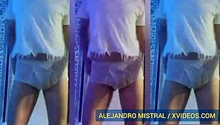 i'm alejandro mistral dancin' in white and blue underwear again