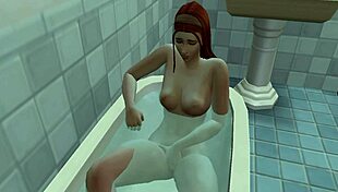 Bold redhead anime girl intensely fingers her wet pussy in 3D hentai game.