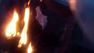 SHE BURNS HER PANTIES in this russian antiporno video